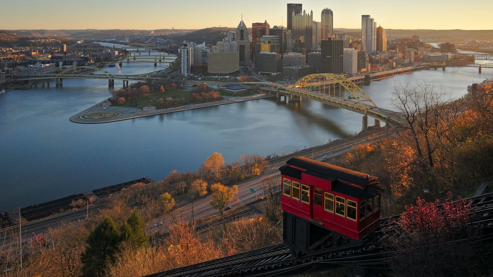 Downtown Pittsburgh and its rivers from the Duquesne Incline